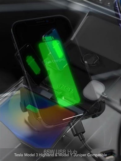 65W Tesla USB Hub – Fast Charging for Model 3 & Model Y 2024-2026!