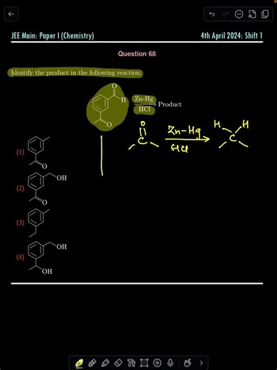 JEE Main PYQ | Aldehyde + Ketone + Zn−Hg/HCl = ? 🔥 | Clemmensen Reduction Trick