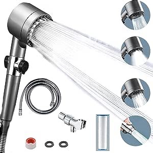 Handheld Shower Head - High pressure water saving hand shower, filter shower with 1.5m hose and shower arm holder, massage shower tool-free 1 minute installation chrome plating