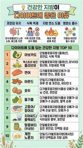 다이어트 필수 섭취, 지방을 녹이는 건강지방 음식 TOP10
