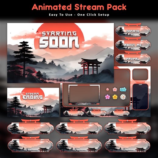 Moonlit Samurai Animated Stream Package: for Twitch Overlay, Youtube, Kick | Japanese Overlays - Etsy Canada