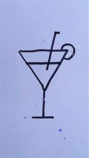 Easy Cocktail Glass Drawing 🍸 #howtodraw #cocktailglass #drinkdrawing #drawingtutorial #easydrawing