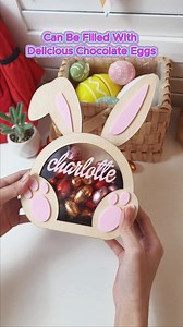 Happy Easter! This personalized bunny box can be used to hold delicious chocolate eggs during Easter festivities and hold other things after festivals. | Callie Gifts | Facebook