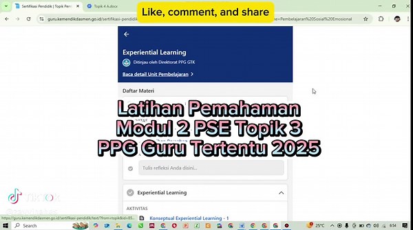 Latihan Pemahaman Modul 2 PSE Topik 3 PPG Guru Tertentu Tahun 2025 #ppg #ppg2025 #ppgdaljab #ppggurutertentu #ppgdalamjabatan #jurnalpembelajaran #modul2 #modulpse #modul2topik3 #pembelajaransosialemosional