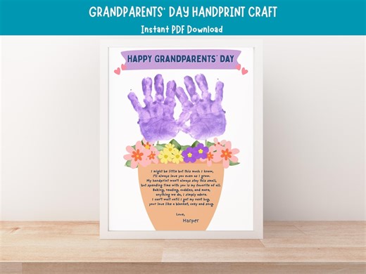 Grandparents' Day Printable Handprint Craft: DIY Gift for Grandparents From Grandkids (digital Download) - Etsy