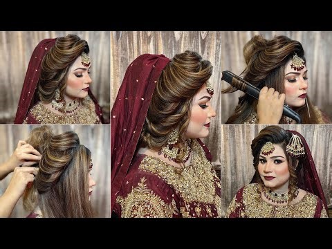 Latest bridal bun hairstyles | bun hairstyle for muslim bride | hairstyle for long hair pakistani |
