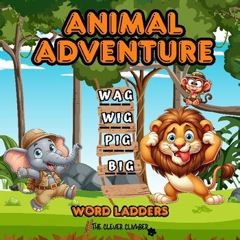 CVC Word Ladder Activities with Animals – Volume 3 | 78 Printable Phonics Puzzle