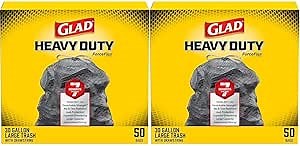 Glad Trash Bags, ForceFlexPlus Drawstring Large Garbage Bags - 30 Gallon, 50 Ct (Package May Vary) (Pack of 2)