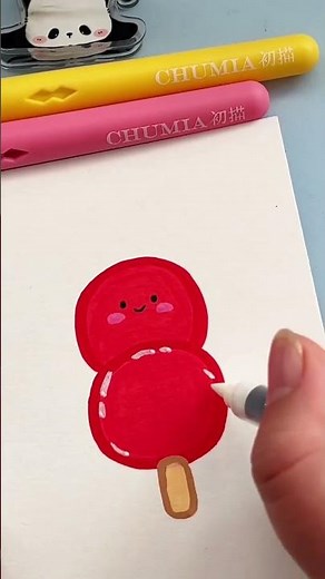 アクリルマーカーで描く超かわいいいちごアイス 🍓✨