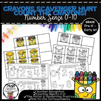 Counting Numbers 0-10 Scavenger Hunt | Crayon Number Sense for Pre-K- Grade 1