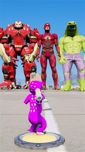 Random Superheroes VS Giant Flash & Giant Ironman & hulk Brothers #youtubeshorts #ironman #139