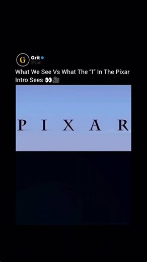 Grit🤯 on Instagram: "What we see in the Pixar intro is cute and nostalgic. A playful white lamp hops across the screen, squashes the “I,” and proudly takes its place. It feels wholesome, harmless, and iconic. Childhood memories activated. But what the “I” sees is pure horror. Imagine minding your own business when a giant metal lamp starts aggressively bouncing toward you with full force. No warning. No escape. Just hydraulic legs and studio lighting flying at your face. That is not animation, 