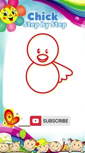 How to Draw a Cute Baby Chick 🐥 | Easy Drawing for Kids #drawing4kids #kidsart #ytshorts