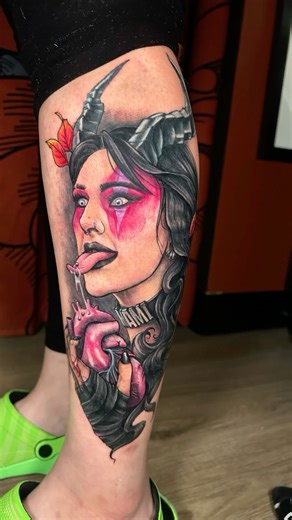 Paisley Diaz • Tattoo Artist | I got to bring this demonic vision of WWE star Rhea Ripley to life, heart in hand and all for my incredible friend Destiny 🖤 This one’s... | Instagram