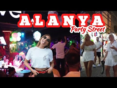 Alanya, Turkey |🇹🇷| Alanya nightlife - Alanya party street 4K