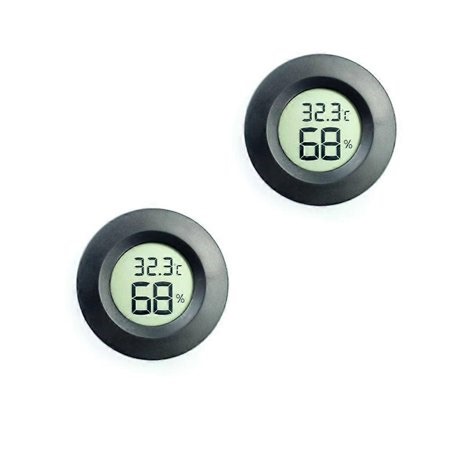 2pcs Round Recessed Digital Electronic Temperature Humidity Meter for Reptiles and Pets in Black Acrylic Box - Walmart.ca