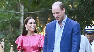 52K views · 1.6K reactions | The Duchess of Cambridge debuted her first glamorous look of the royal couple's Caribbean tour in a hot pink shimmering metallic gown with ruffled sleeves by the British brand, The Vampire's Wife. Full story: peoplem.ag/3Iz6Ci9 | People | Facebook