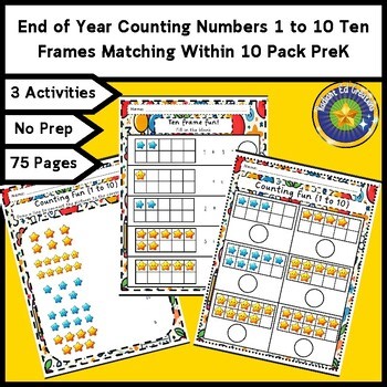 End of Year Addition Math 10 Fact Fluency Place Value Count Ten Frame