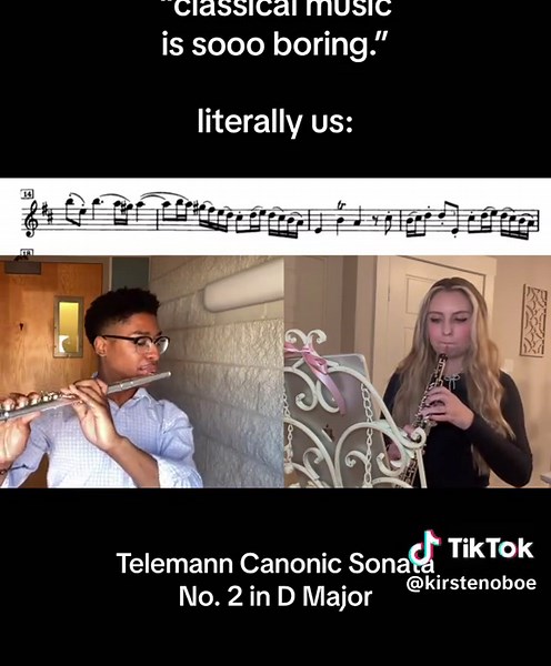 this itches the right part of my brain 🤩🩷ིྀ We had soooo much fun wirh this!! Tyree’s sound is actually goals. #duets #telemann #oboe #flute #woodwind #baroque