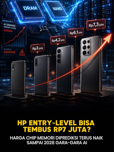 Harga HP Murah Rp2 Jutaan Bisa Naik ke Rp7 Jutaan? Penjelasan Kenaikan Harga Memori