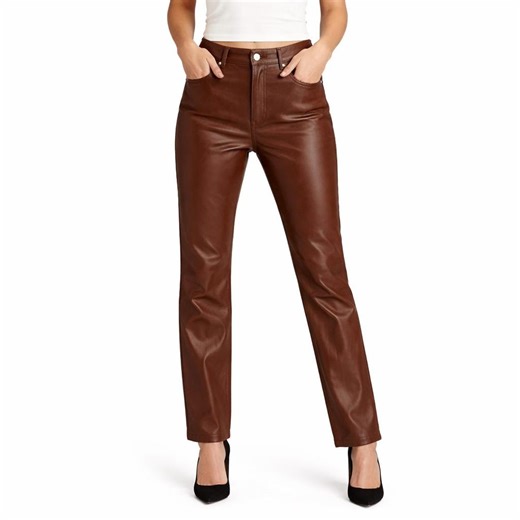 Women’s Brown Leather Pants – Genuine Leather High Waist Slim Fit Trousers, Vintage Chic Leather Pants - Etsy
