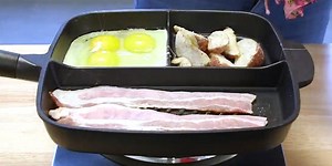 This divided skillet was designed to let you cook a full meal using only one pan, and it's actually genius