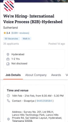 Sutherland is hiring for minimum 6 months International Voice process - Hyderabad