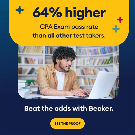 1.1K views |  64% higher pass rate? That’s the Becker difference.  Start your CPA journey with the tools that set you up for success. Ready to beat the odds and join the ranks of successful CPAs? Learn more: https://shorturl.at/J6WAi | Becker Accounting | Facebook