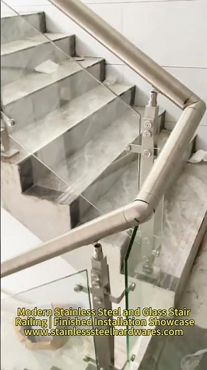 Modern Stainless Steel and Glass Stair Railing Finished Installation Showcase #handrailing