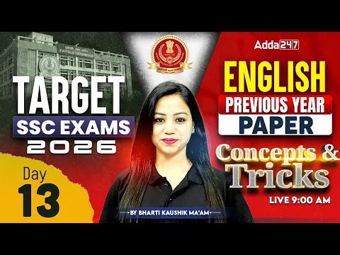 SSC Exams 2026 | SSC English PYQ #13 | English for SSC CGL, CHSL, CPO, GD & MTS Exam | By Bharti Mam