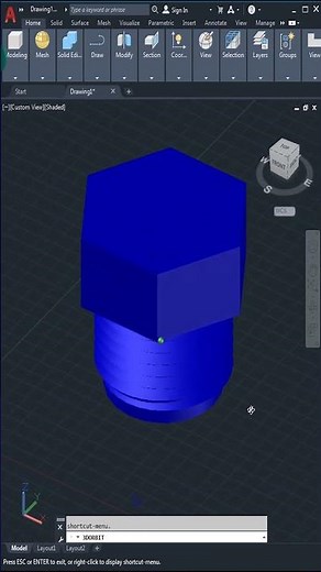 AutoCAD 3D, How to draw pipe fitting, union connector, 3D modeling, part 4, sketches #shorts