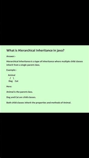 What is hierarchical inheritance in java? #java #interview #interviewquestion #java8