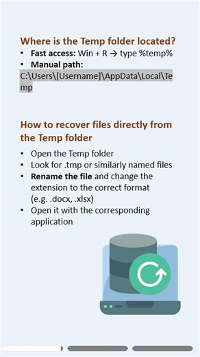Recover deleted or unsaved files from the Temp folder on Windows 11, 10, 8, and 7. #windows
