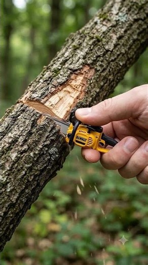 Tiny Dewalt Chainsaw vs Real Wood! 😳 Can This Mini Power Tool Actually Cut 🌲 #shorts