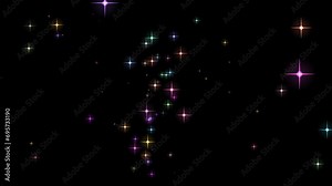 Colorful shiny glittering stars animation background