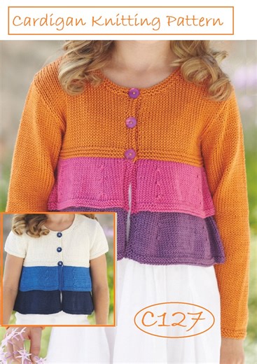 Girls DK Cardigan Knitting Pattern Age 2 up to 13 Years PDF Download (C127) - Etsy UK