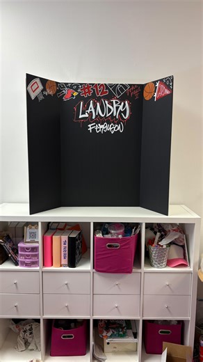 Custom photo display boards are perfect for senior night and graduation parties! Tag a senior mom and get on the waitlist now!! ✨ parents will add photos with double-sided sticky tape to the rest of the board to celebrate the guest of honor! #photodisplayboard #freshprintsbasketball #photodisplay #trifoldboard #gradpartyideas | Fresh Prints of Belaire