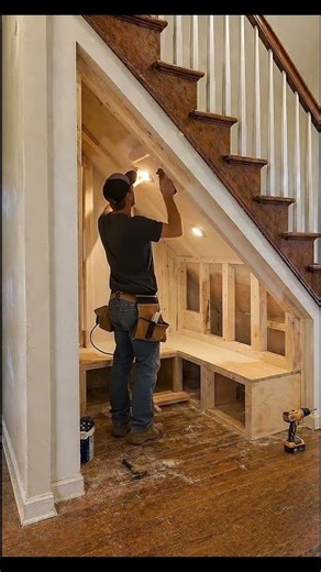 Wasted Under-Stair Space to HIDDEN Reading Nook! 📚✨