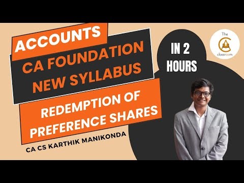 CA Foundation - Redemption of Preference shares - New syllabus