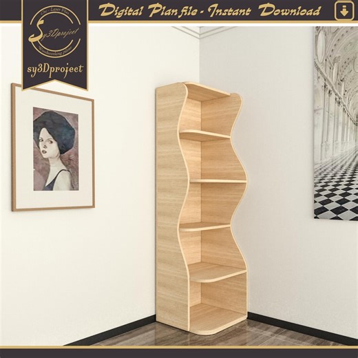 Corner Bookshelf CNC Plan – Wooden Wall Shelf Design, Home Decor Bookcase DXF Cnc Cutting File, Cnc Router Cut File, Digital Diy Project - Etsy