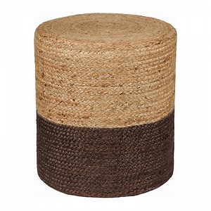 · REDEARTH · Cylindrical Pouf Foot Stool Ottoman - Jute Braided Pouffe Poof Accent Sitting Footrest for The Living Room, Bedroom, Nursery, Patio, Lounge & Other Rooms (14.5"x14.5"x16"; Natural Acorn)