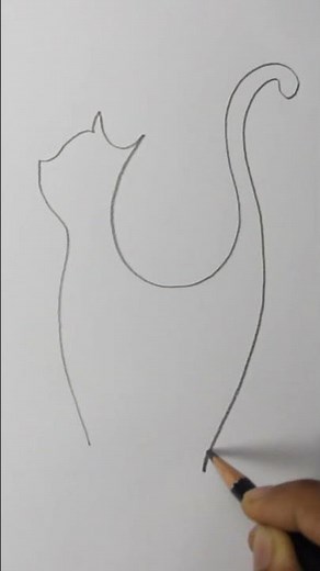 Drawing a Cat with One Continuous Line | Easy One Line Drawing Tutorial #oneline #art