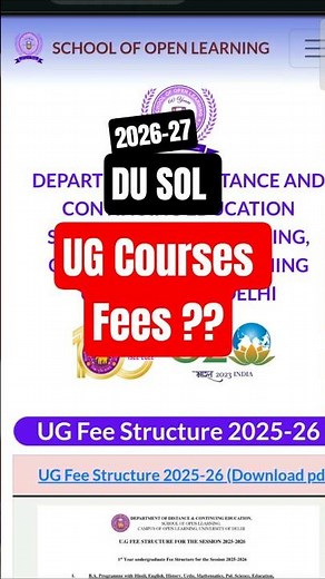 DU SOL UG Fees Structure 2026 💰 | BA & B.Com Fees Explained #Shorts