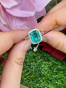 Paraiba Tourmaline Ring: 925 Sterling Silver Halo, Cushion Cut - Etsy