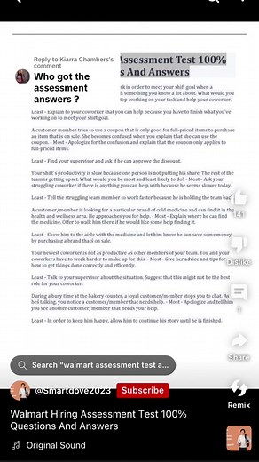 Replying to @Kiarra Chambers | walmart assignment answers