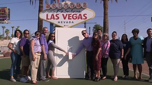 Las Vegas welcome sign turns purple for Suicide Prevention Month