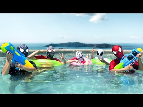 Spider-Man Party At The Pool || PRO 5 SUPERHERO BATTLE CAMP - Follow Me