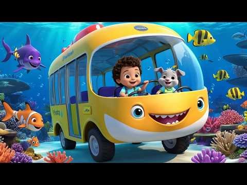 Baby Shark Drives an Underwater Bubble Bus | Funny Kids Nursery Rhyme Animation