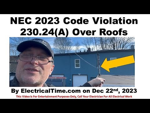 NEC 2023 - 230.24(A) Overhead Service Conductors Over Roofs by ElectricalTime.com