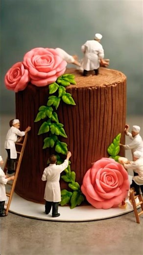 Beautiful Roses on Log Cake 🌿✨ #shorts #rose #cake